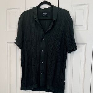Abercrombie & Fitch Dark Green Knit Button Down Shirt